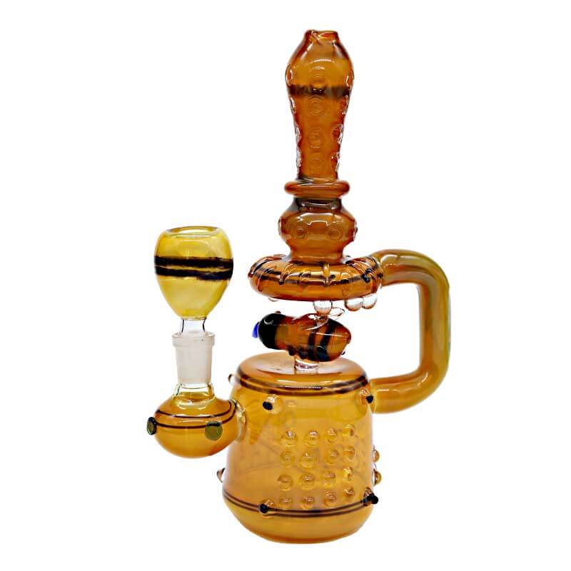 Honeycomb Straight Waterpipe With Honeybee In Centre (ABB-2) | 9 inch product image